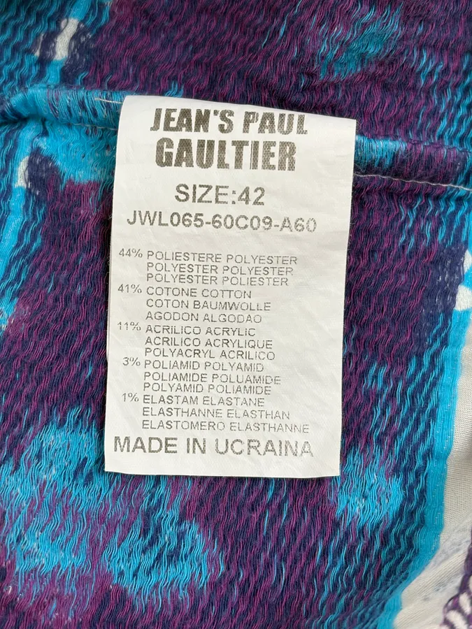 2000s Jean Paul Gaultier White & Blue Abstract Jacket - Image 14