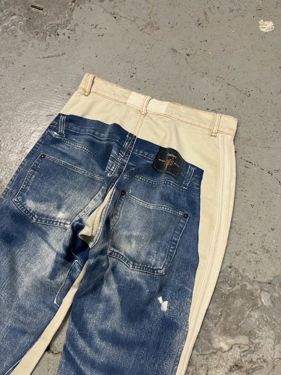 2000s Jean Paul Gaultier White & Blue Trompe L’Oeil Denim Pants - Image 8