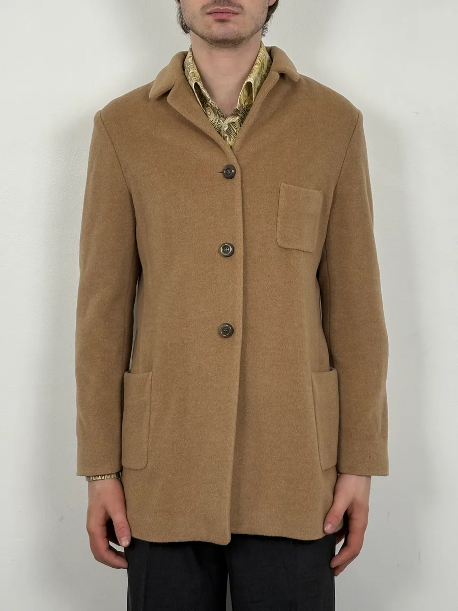 2000s Jil Sander Beige Long Minimalist Coat - Image 2