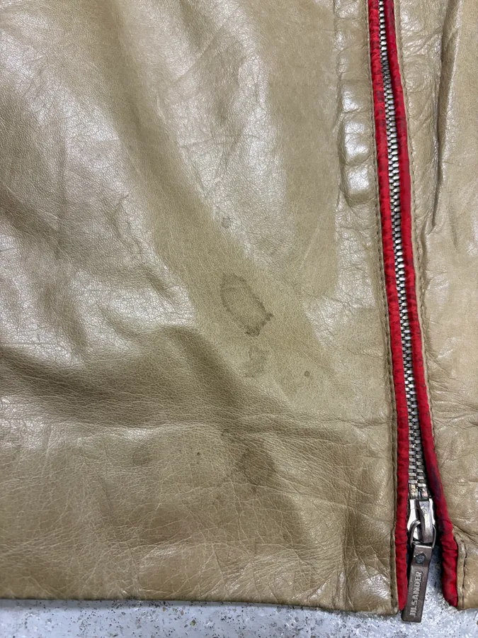 2000s Jil Sander Beige & Red Classy Leather Soft Jacket - Image 10
