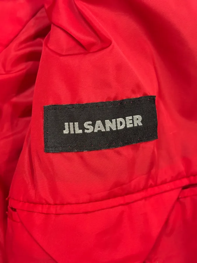 2000s Jil Sander Beige & Red Classy Leather Soft Jacket - Image 11
