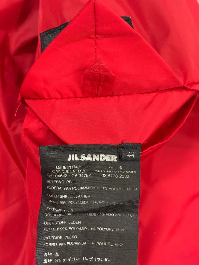 2000s Jil Sander Beige & Red Classy Leather Soft Jacket - Image 12