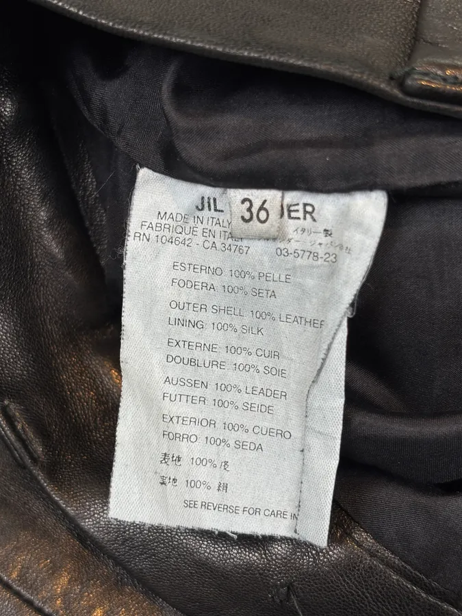 2000s Jil Sander Lambskin Leather Silk Lined Black Pants - Image 10