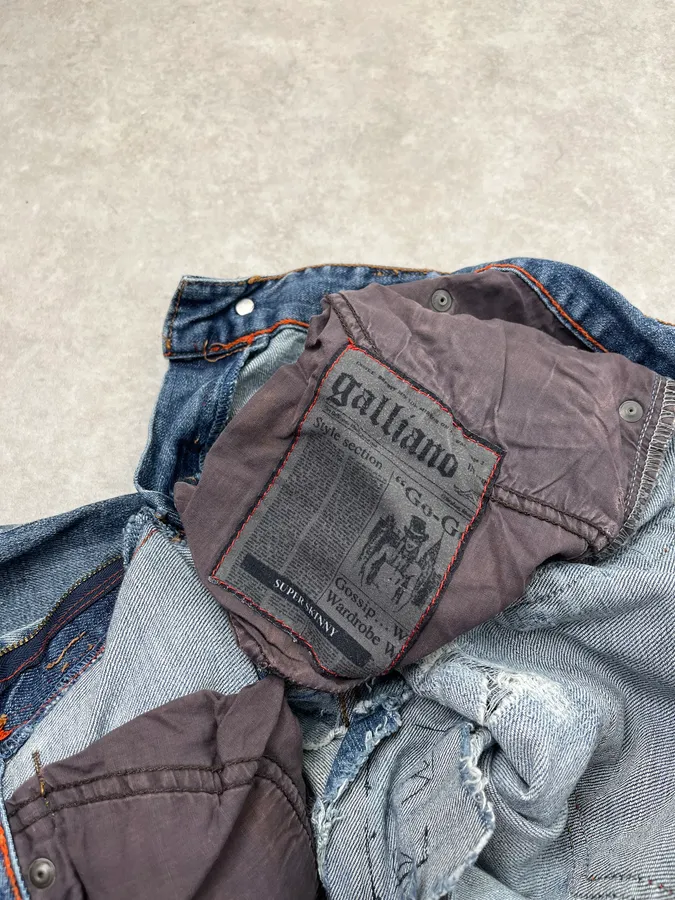 2000s John Galliano Distressed Blue Denim Jeans - Image 15