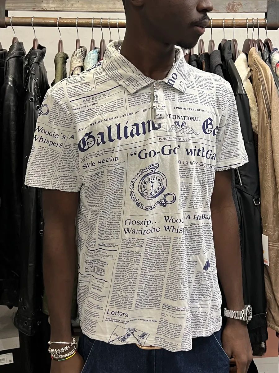 2000s John Galliano Newspaper White Polo - Image 2