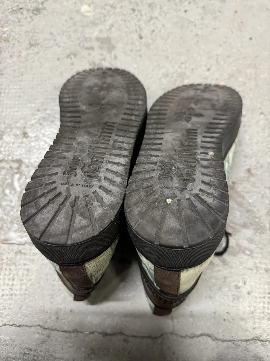 2000s John Galliano Newspapers Blue High Top Sneakers - Image 2
