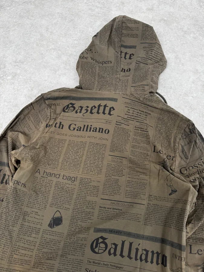 2000s John Galliano Newspapers Brown Hoodie - Image 7