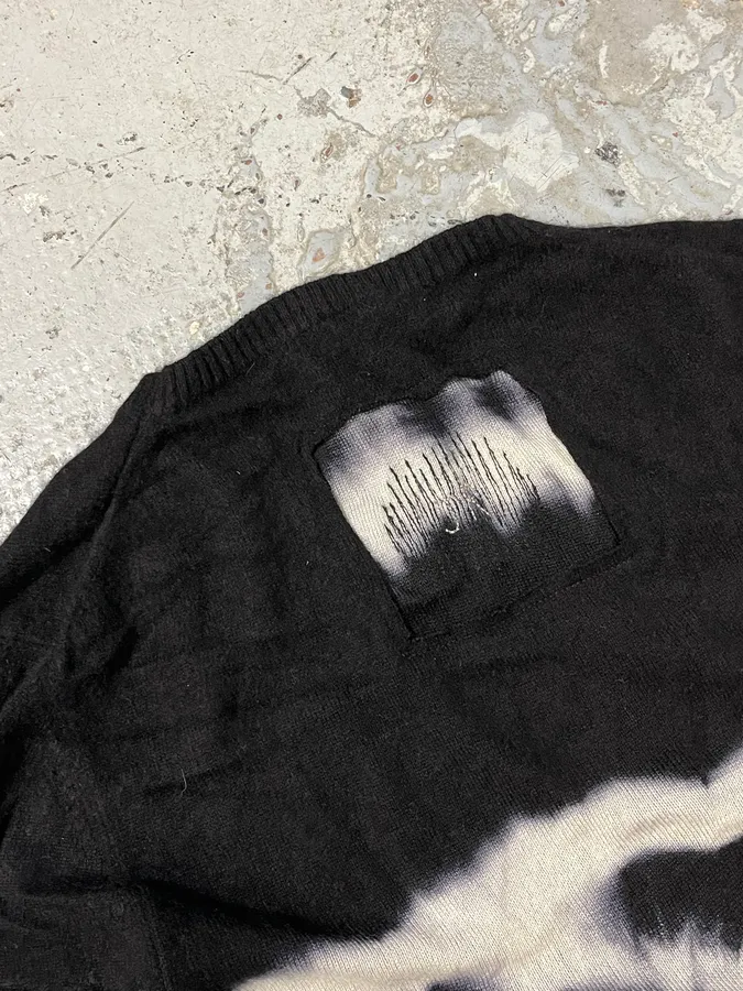 2000s John Richmond Black Cashmere V Neck Tie Dye Sweater - Image 5