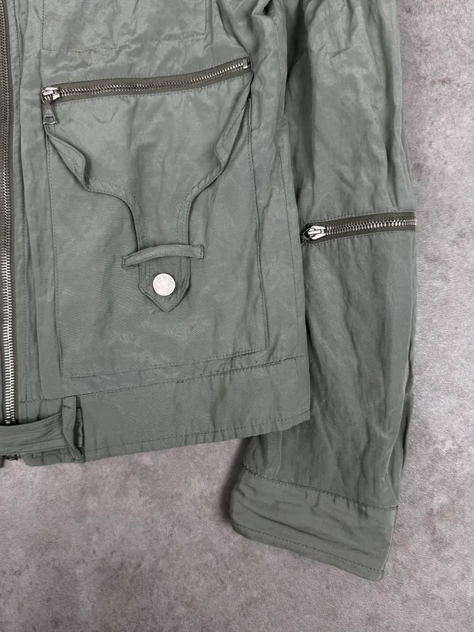 2000s John Richmond Faded Green Multi-Pocket Technical Light Jacket - Image 8