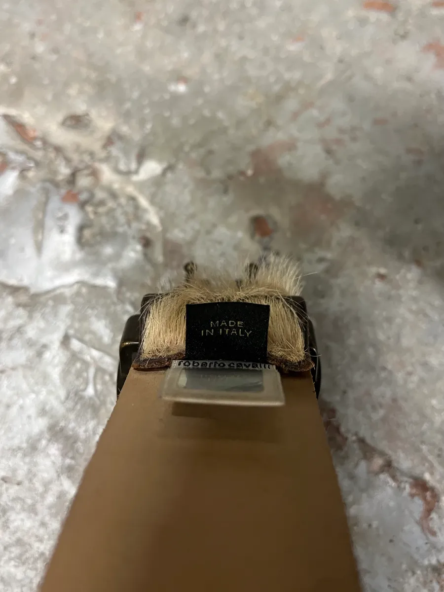 2000s Just Cavalli Brown Pony Hair Leather Cowboy Belt - Image 8