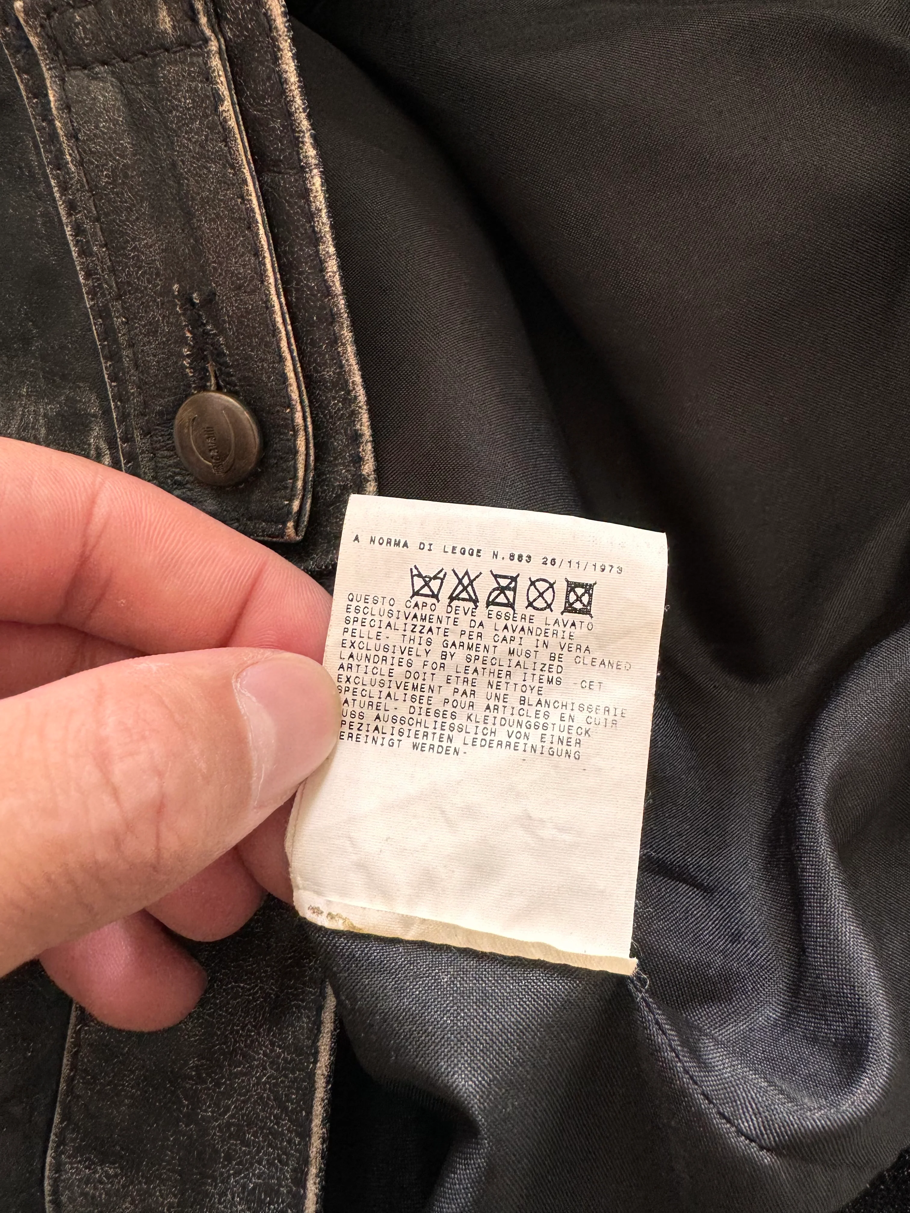 2000s Cavalli Brut Raw Leather Jacket - Image 10