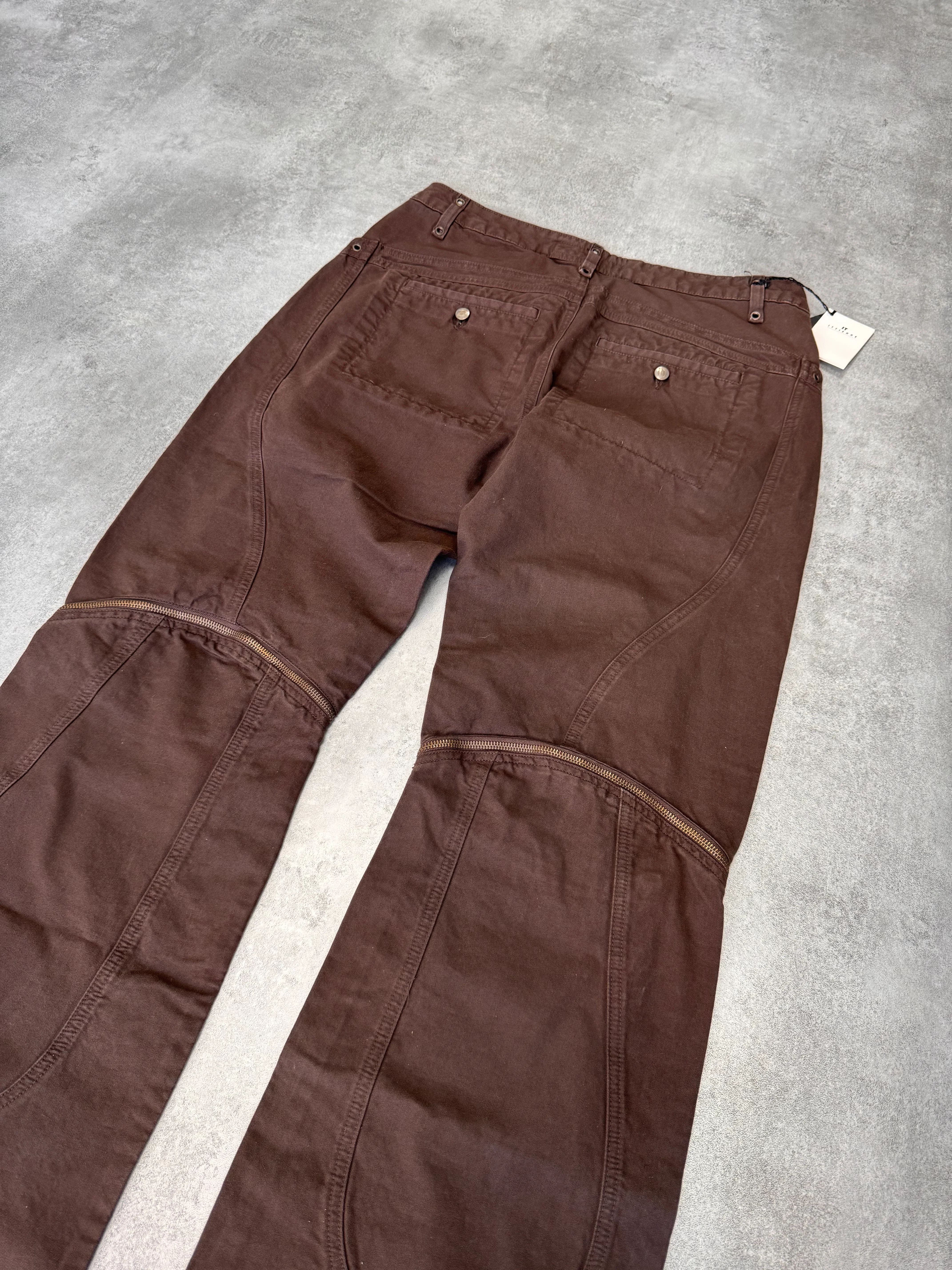 2000s Just Cavalli Knee Zip Brown Pants - Image 4