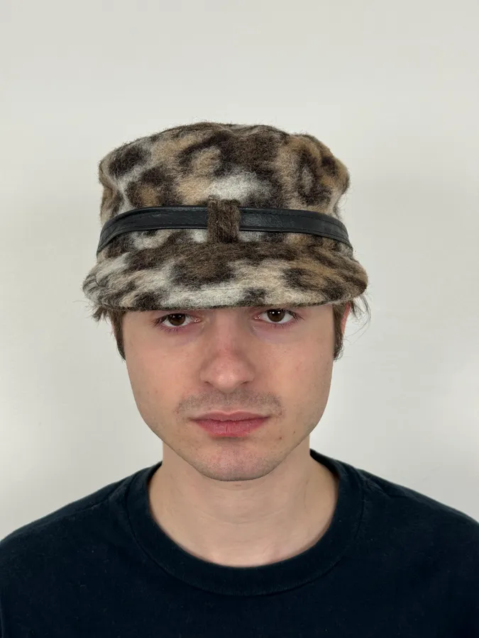 2000s Just Cavalli Leopard Caporal Cap - Image 2