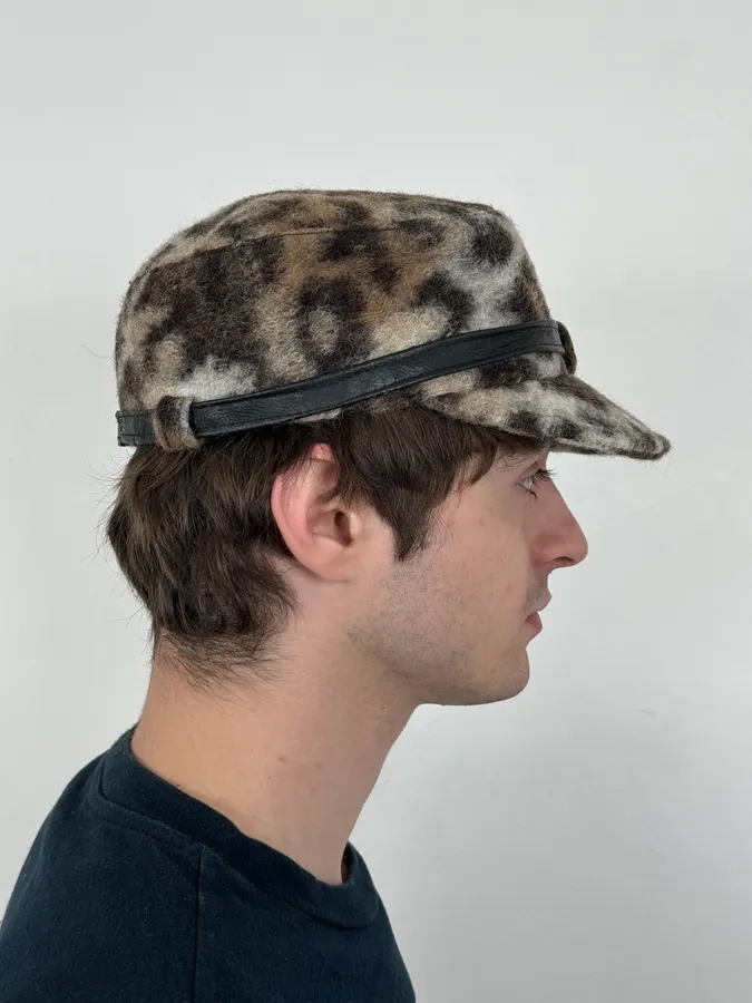 2000s Just Cavalli Leopard Caporal Cap - Image 3