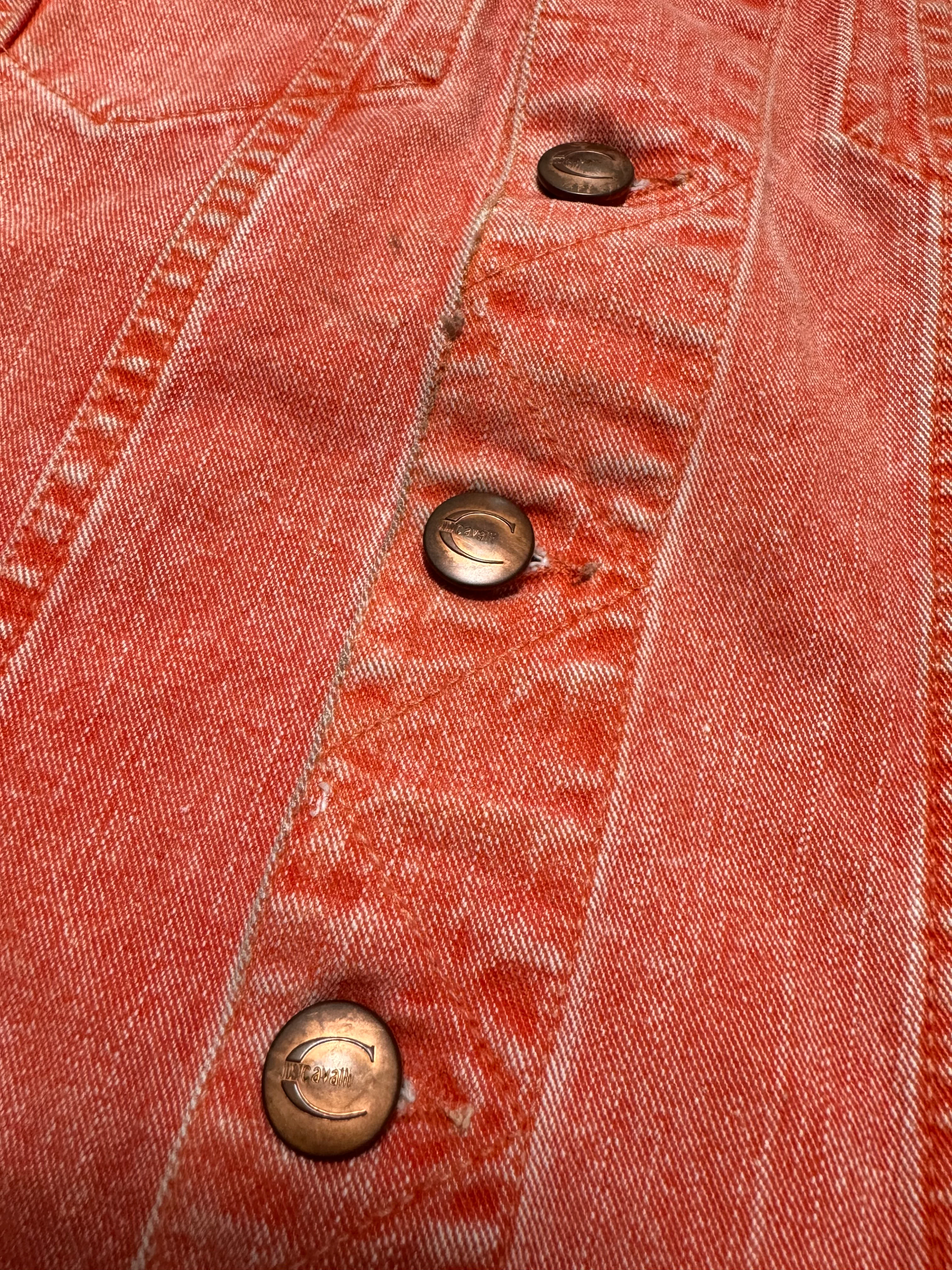 2000s Cavalli Pink Print Denim Jacket - Image 4