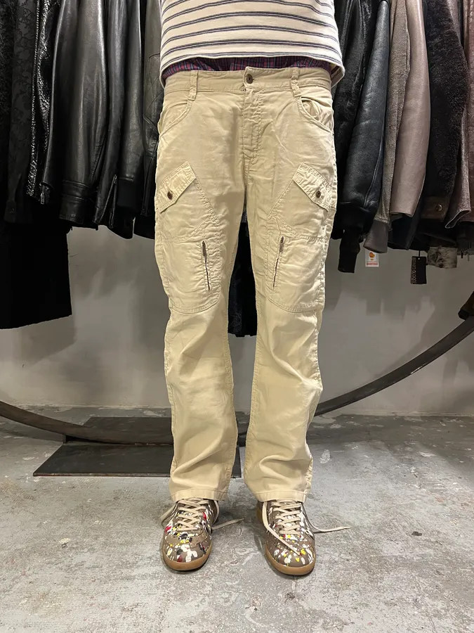 2000s Kenzo Beige Tactical Cargo Pants - Image 2