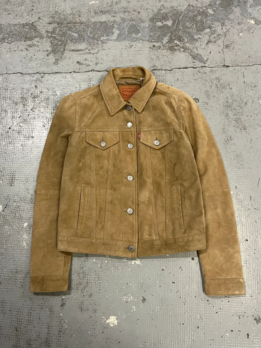 2000s Levi’s Camel Suede Leather Trucker Jacket