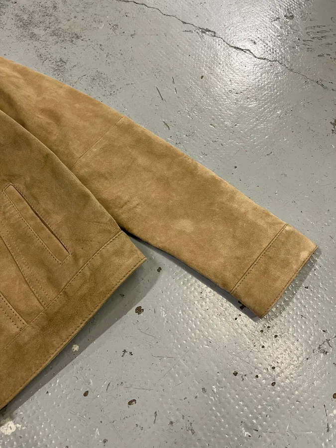 2000s Levi’s Camel Suede Leather Trucker Jacket - Image 6