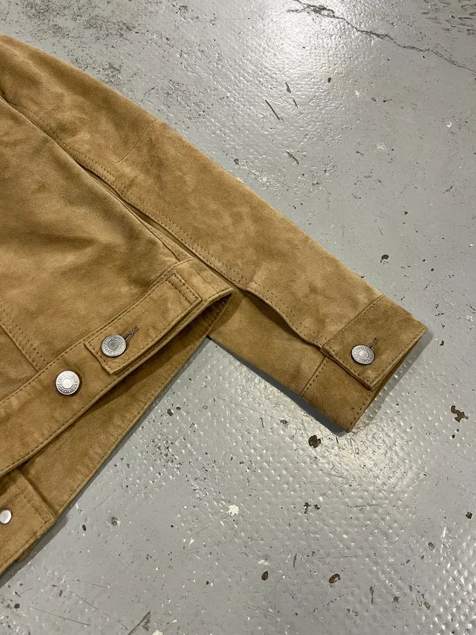 2000s Levi’s Camel Suede Leather Trucker Jacket - Image 8