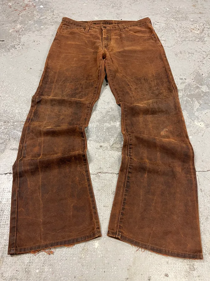 2000s Levi’s 507 Coated Faded Denim Brut Jeans - Image 5