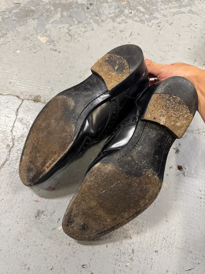 2000s Louis Vuitton Black Leather Loafers Straps Shoes - Image 7
