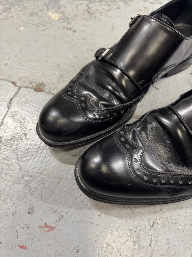 2000s Louis Vuitton Black Leather Loafers Straps Shoes - Image 8