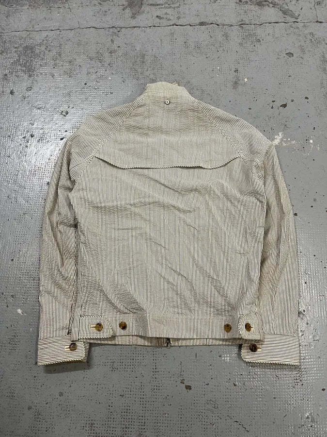 2000s Louis Vuitton Striped Classy Beige Hybrid Leather Jacket - Image 7