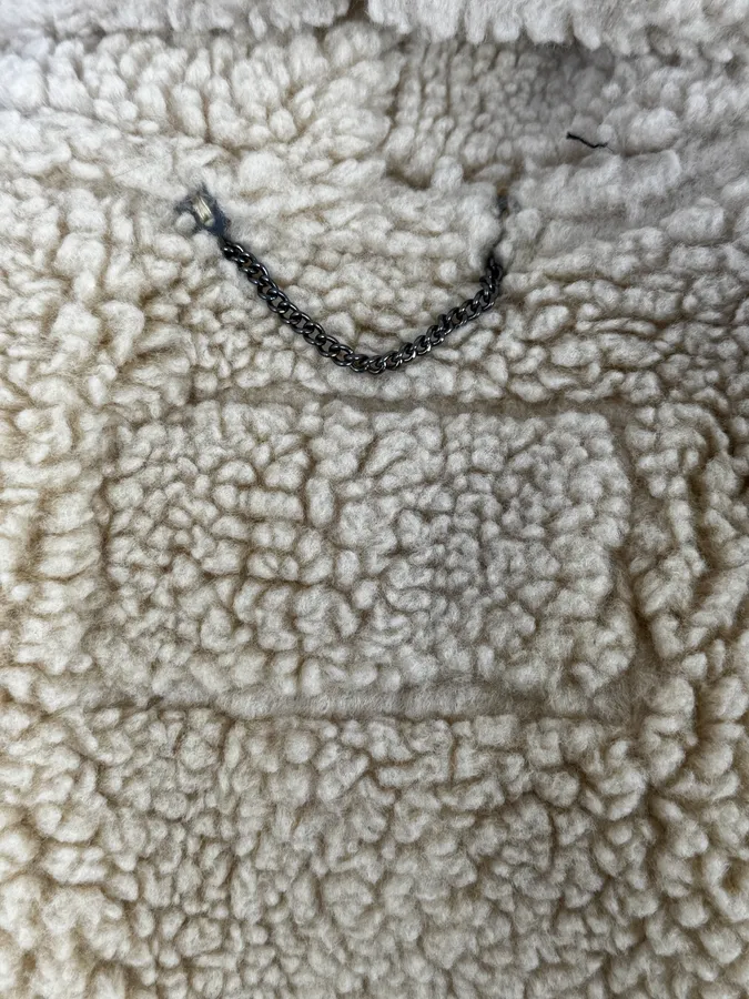 2000s Maison Margiela H&M Shearling Beige Reversible Long Jacket - Image 13