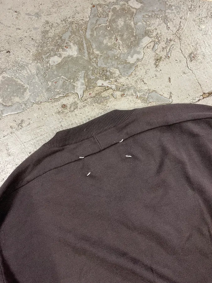 2000s Maison Martin Margiela Brown V Neck Signature Sweater - Image 7