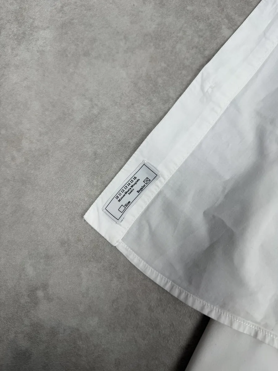 2000s Maison Martin Margiela White Stripped Signature Shirt - Image 7