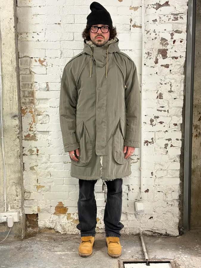 2000s Marc Jacobs Military Green Long Parka Fur Hooded Jacket - Image 4