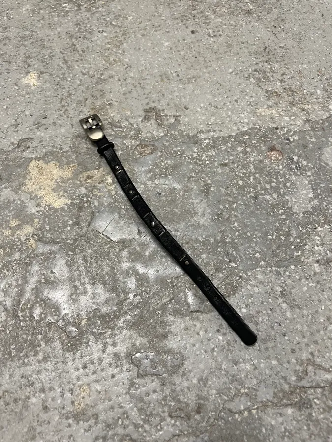 2000s Marithé + François Girbaud Black Leather Bracelet - Image 4