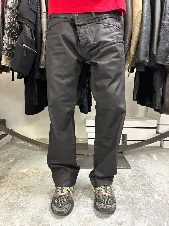 2000s Marithé + François Girbaud Black Waxed Dark Pants