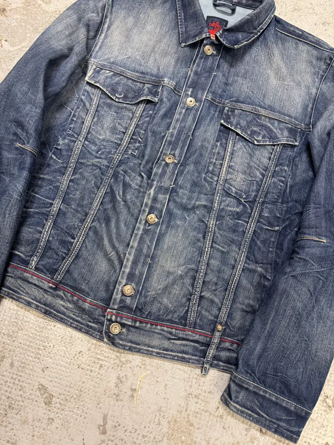 2000s Marithé + François Girbaud Blue Distressed Denim Jacket - Image 2