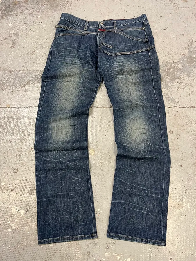 2000s Marithé + François Girbaud Blue Rebel Faded Denim Jeans - Image 3