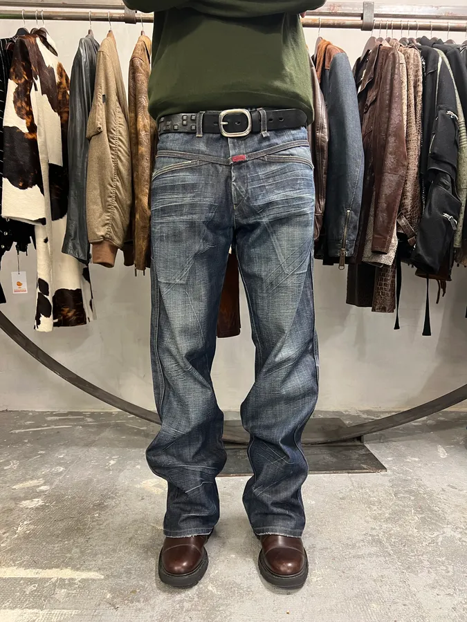 2000s Marithé + François Girbaud Blue Structured Denim Jeans - Image 2