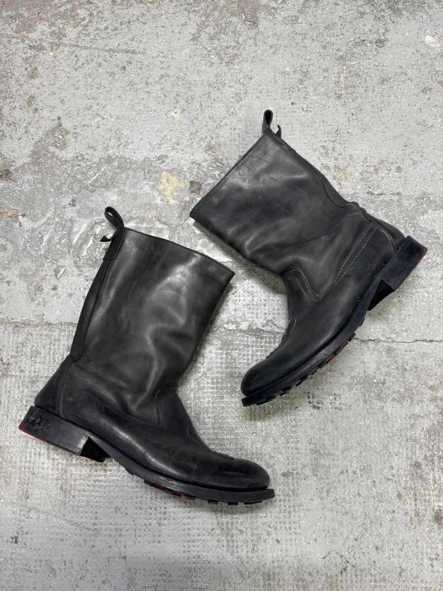 2000s Marithé + François Girbaud Grey Ankle Leather Boots - Image 4