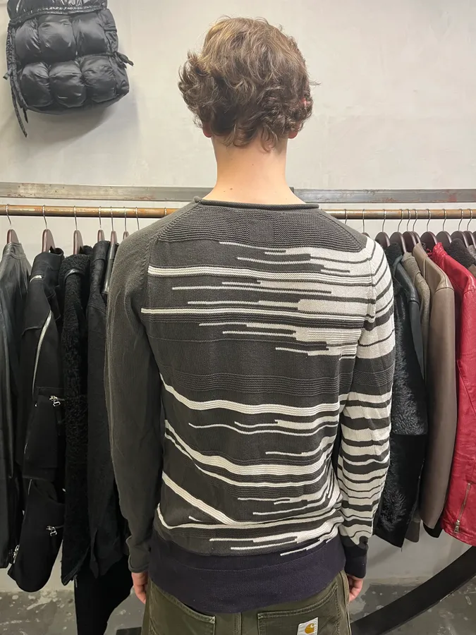 2000s Marithé + François Girbaud Grey Stripped Sweater - Image 3