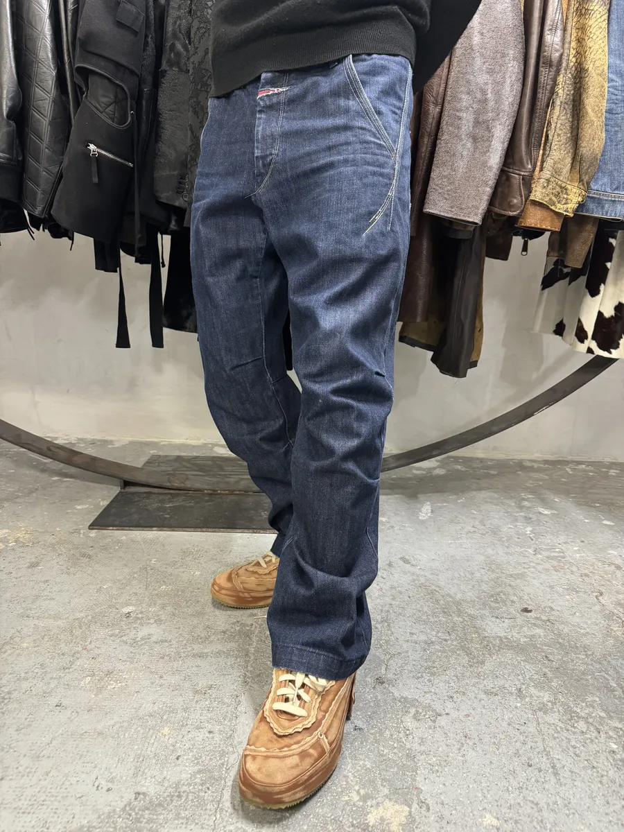 2000s Marithé + François Girbaud Navy Structured Denim Jeans - Image 5