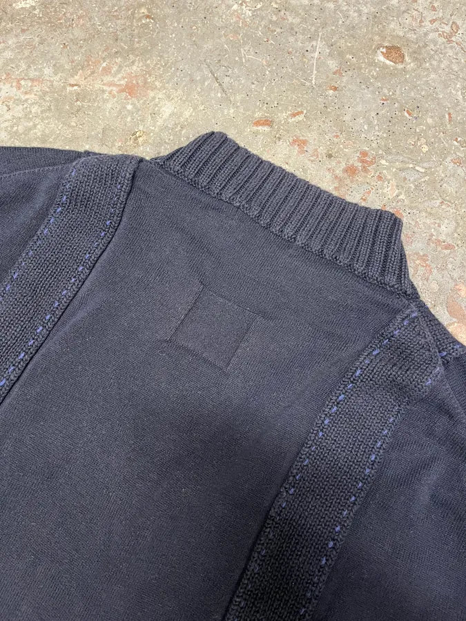 2000s Marithé + François Girbaud Navy Wool Abstract Sweater - Image 8