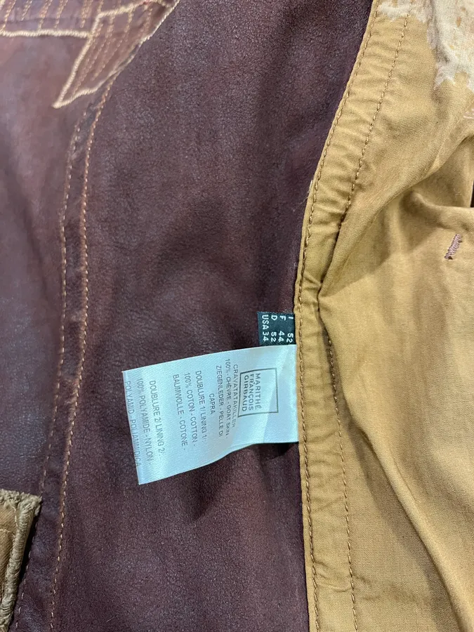 2000s Marithé + François Girbaud Red Destructured Patchwork Leather Artisanal Jacket - Image 13