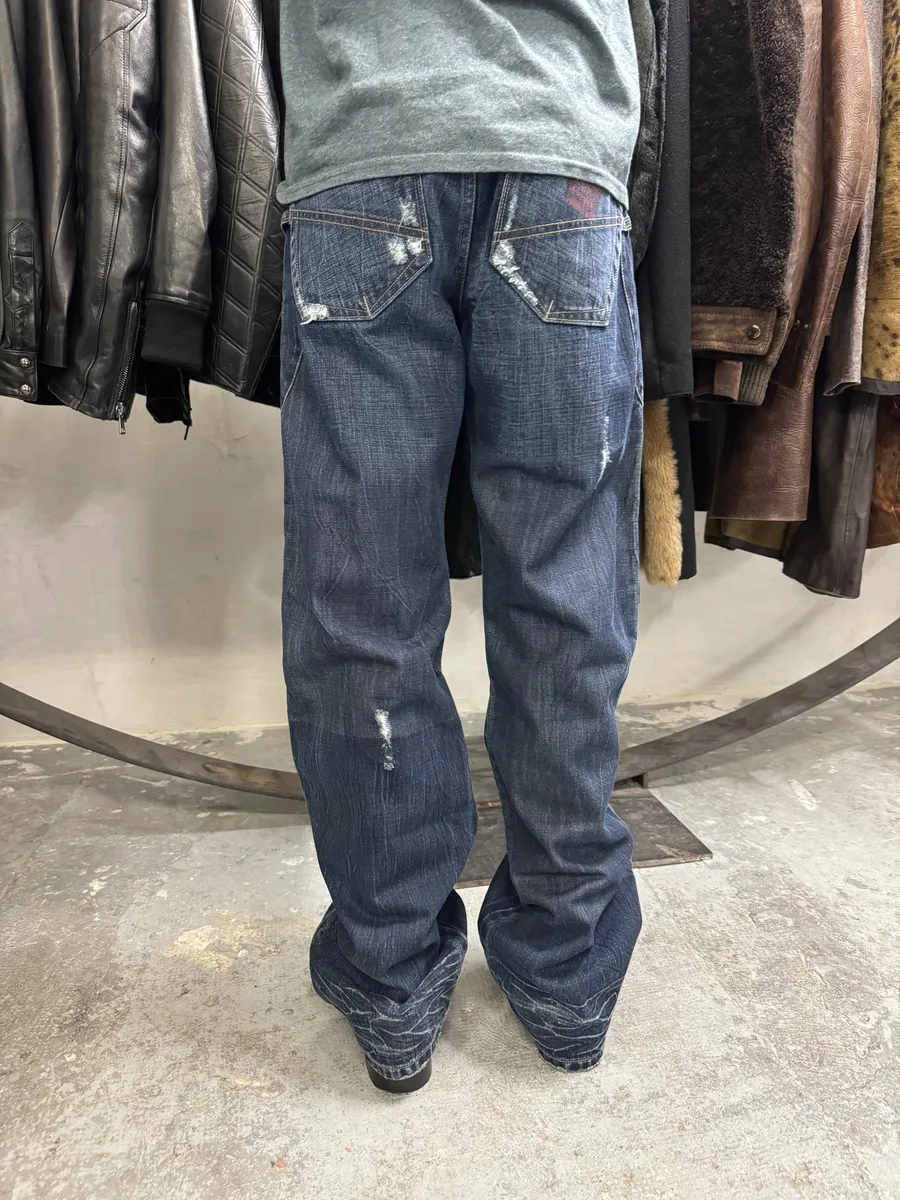 2000s Marithé + François Girbaud Stonewashed Brut Denim Rebel Jeans - Image 4