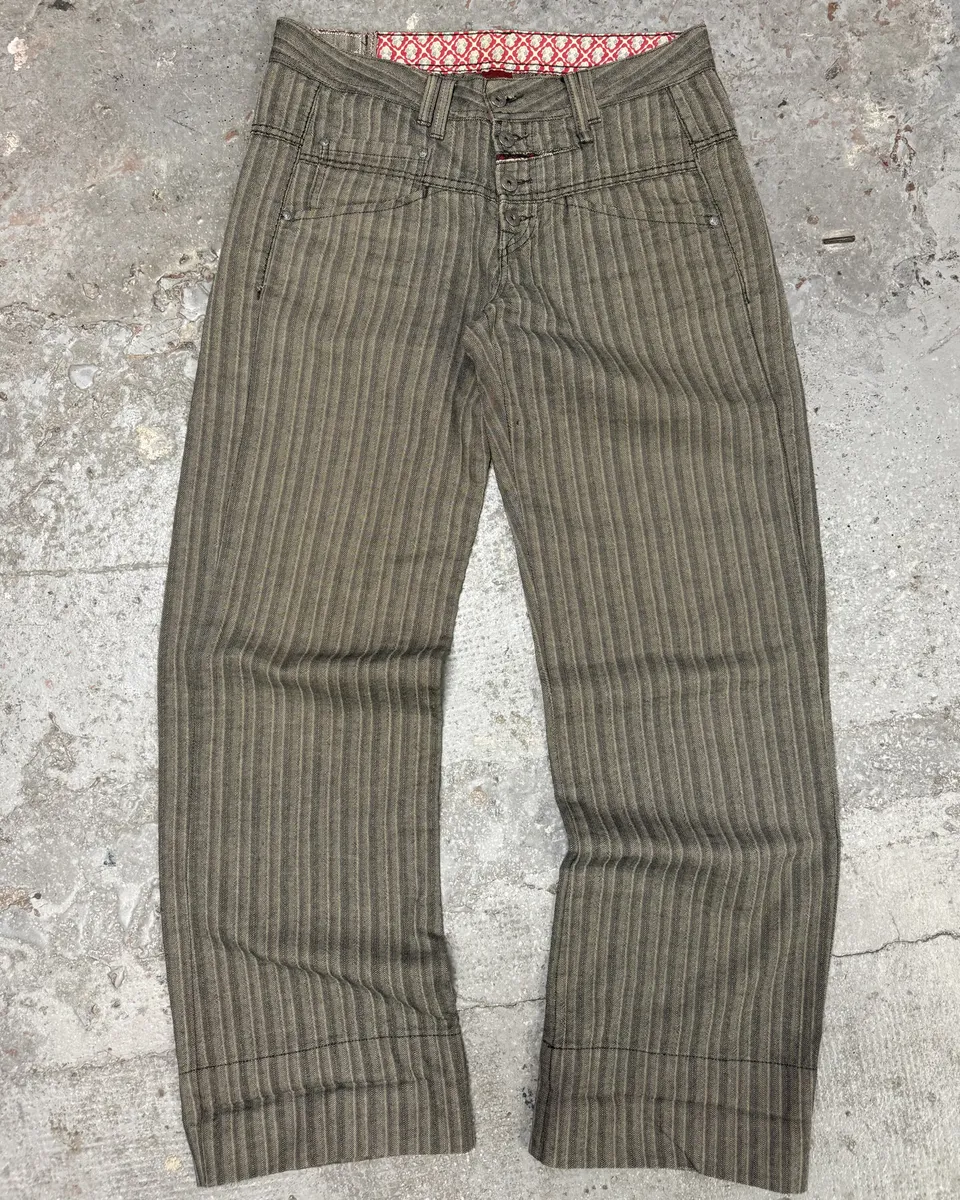 2000s Marithé + François Girbaud Stripped Grey Relaxed Pants - Image 3