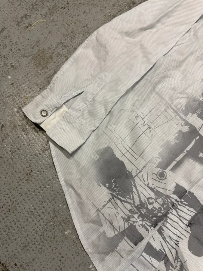 2000s Marithé + François Girbaud USA Print White Shirt - Image 5