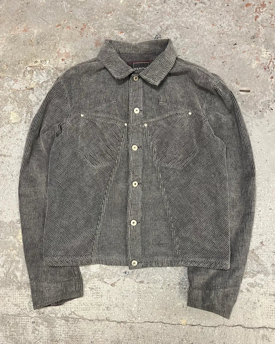 2000s Marithé + François Girbaud Velvet Structured Grey Pants & Jacket Set - Image 5