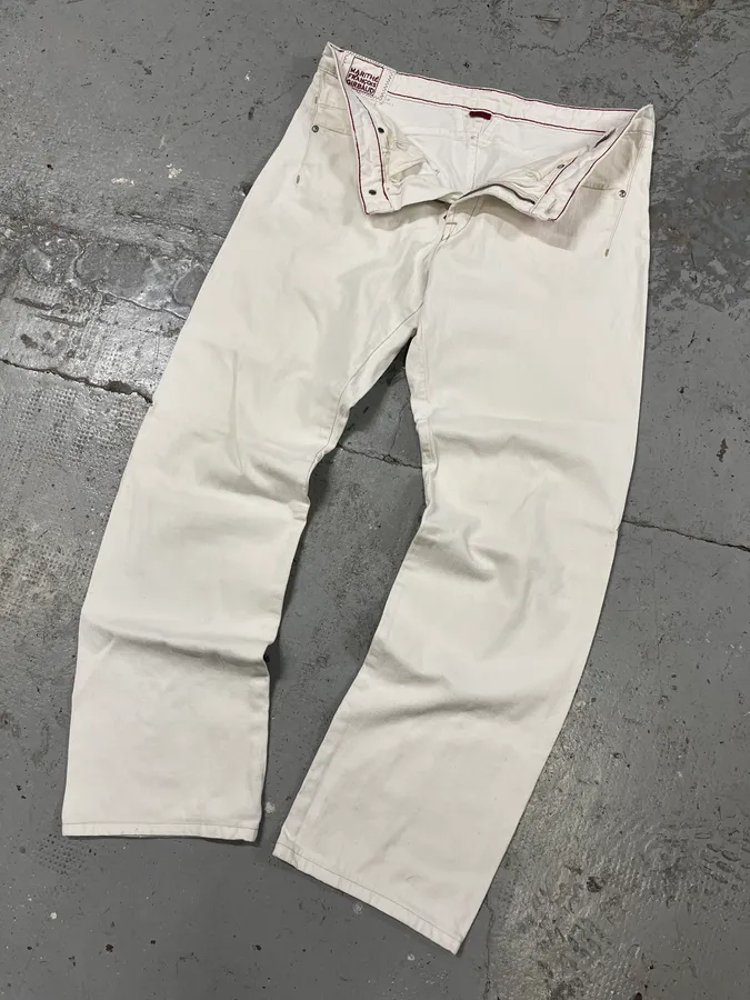 2000s Marithé + François Girbaud White Straight Denim Pants - Image 6