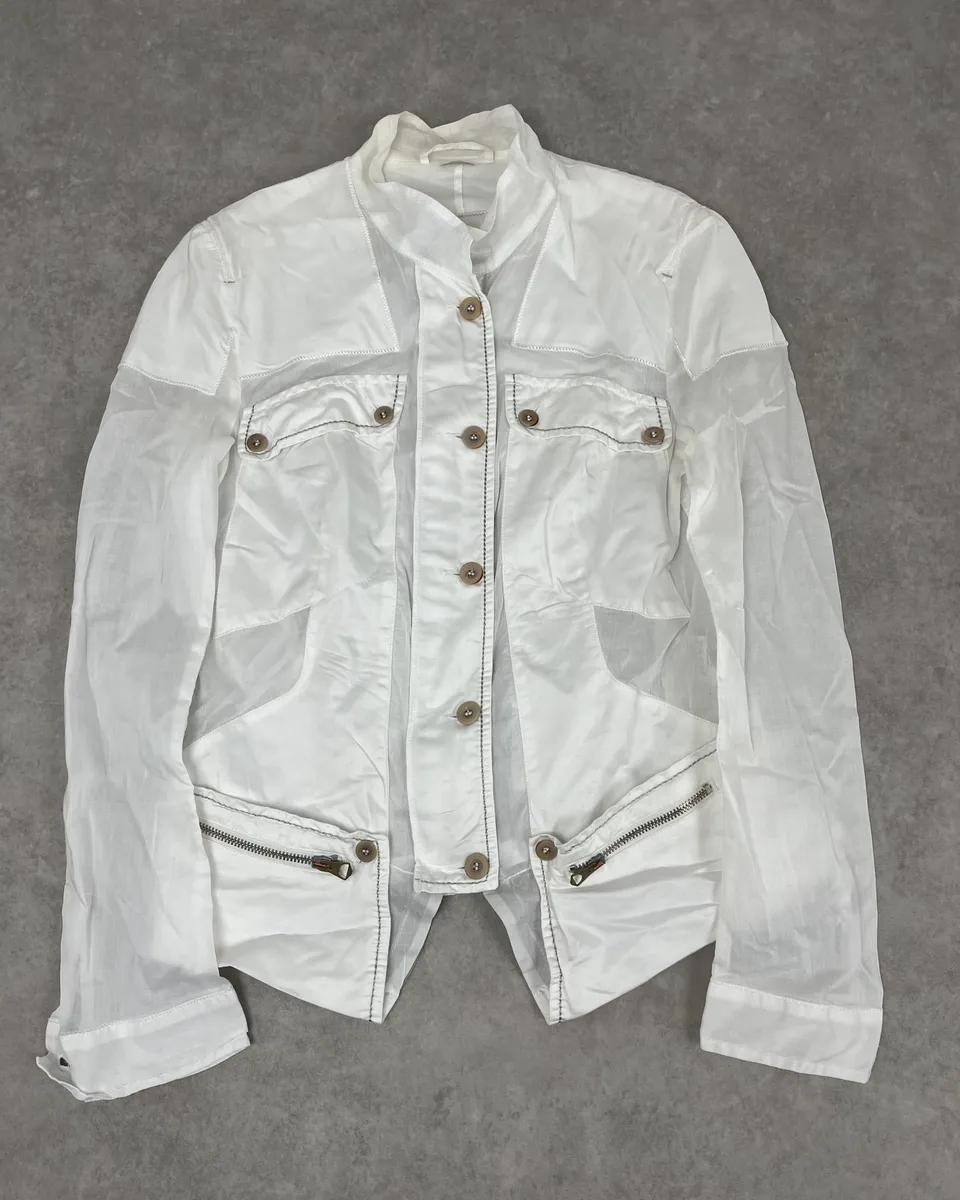 2000s Marithé et François Girbaud White Cargo Pocket Jacket