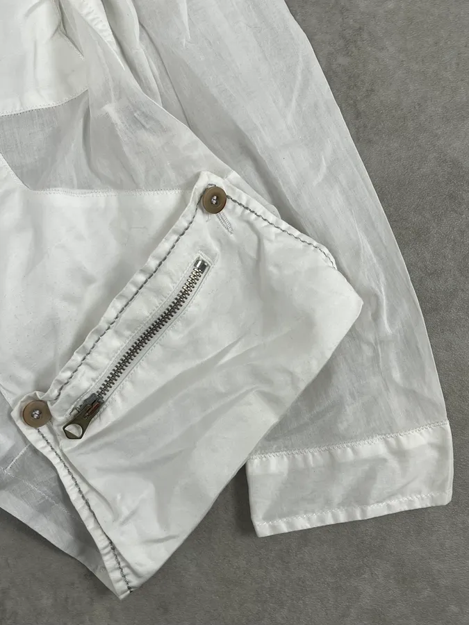 2000s Marithé et François Girbaud White Cargo Pocket Jacket - Image 11