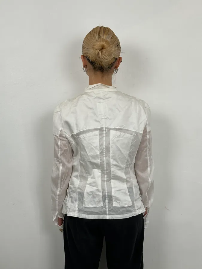 2000s Marithé et François Girbaud White Cargo Pocket Jacket - Image 3