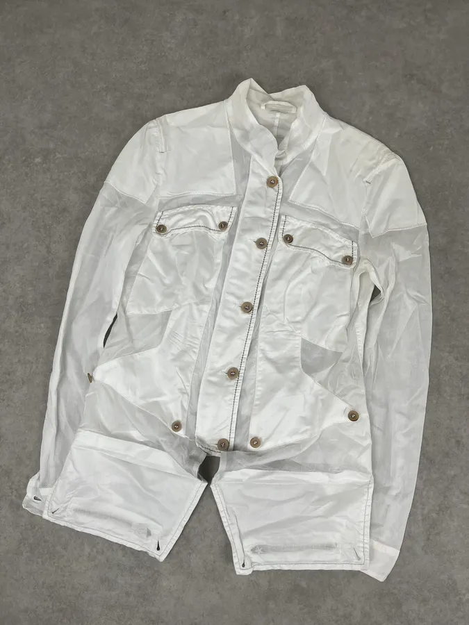2000s Marithé et François Girbaud White Cargo Pocket Jacket - Image 5